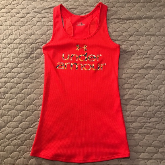 Under Armour Heat Gear Workout Tank Top; Neon Coral/Orange Color; Size Small - Picture 1 of 4
